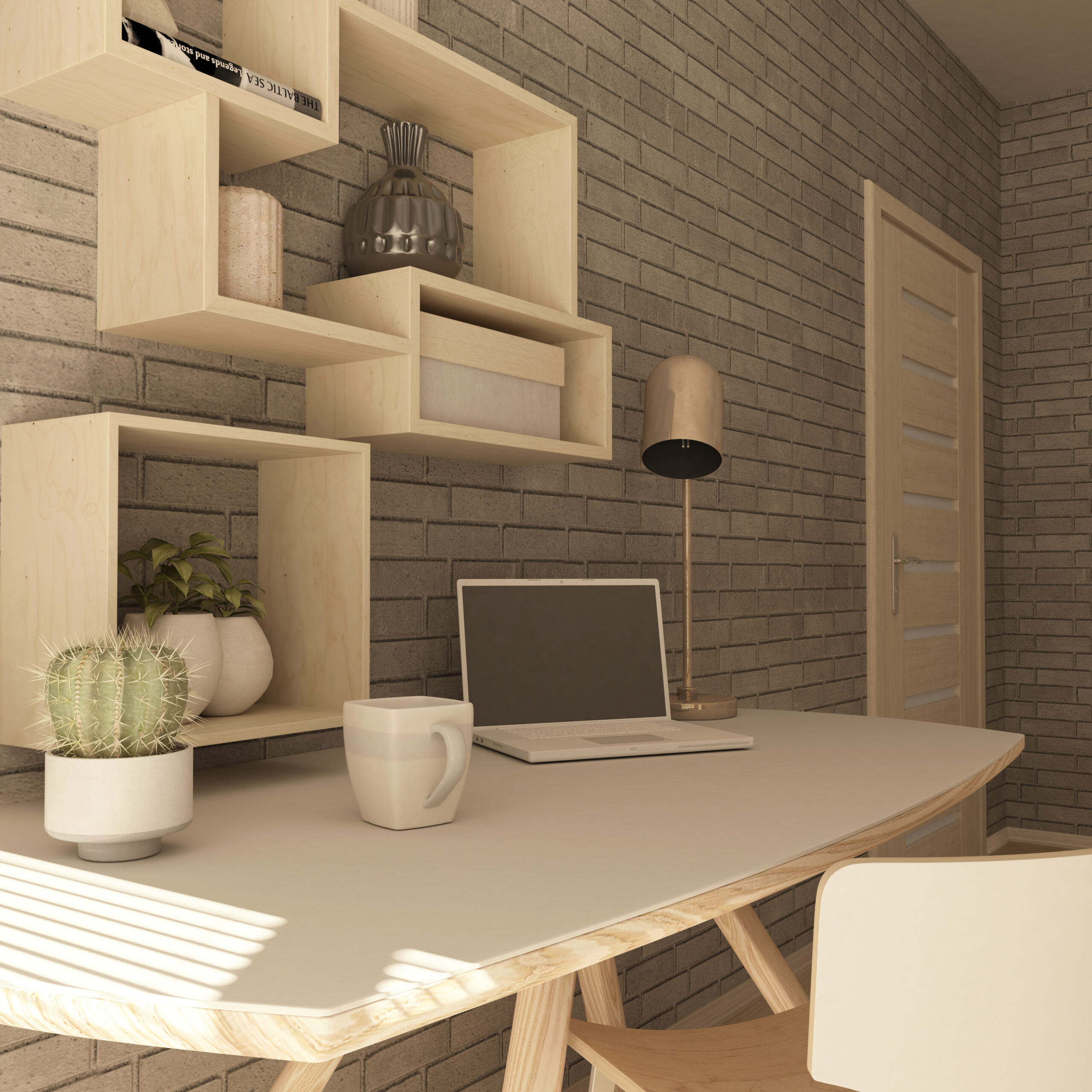 3D Render of a modern home office